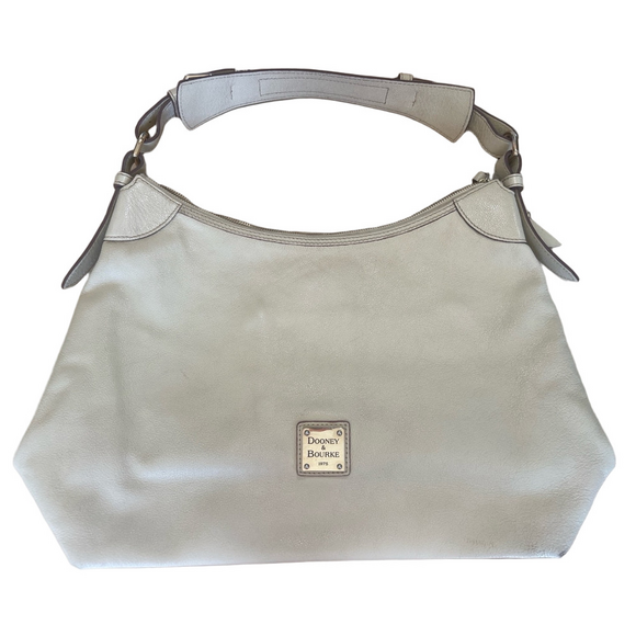 Doomed Handbags - Dooney & Bourke Pebble-Grain Leather Shoulder Hobo Bag – Cream Beige